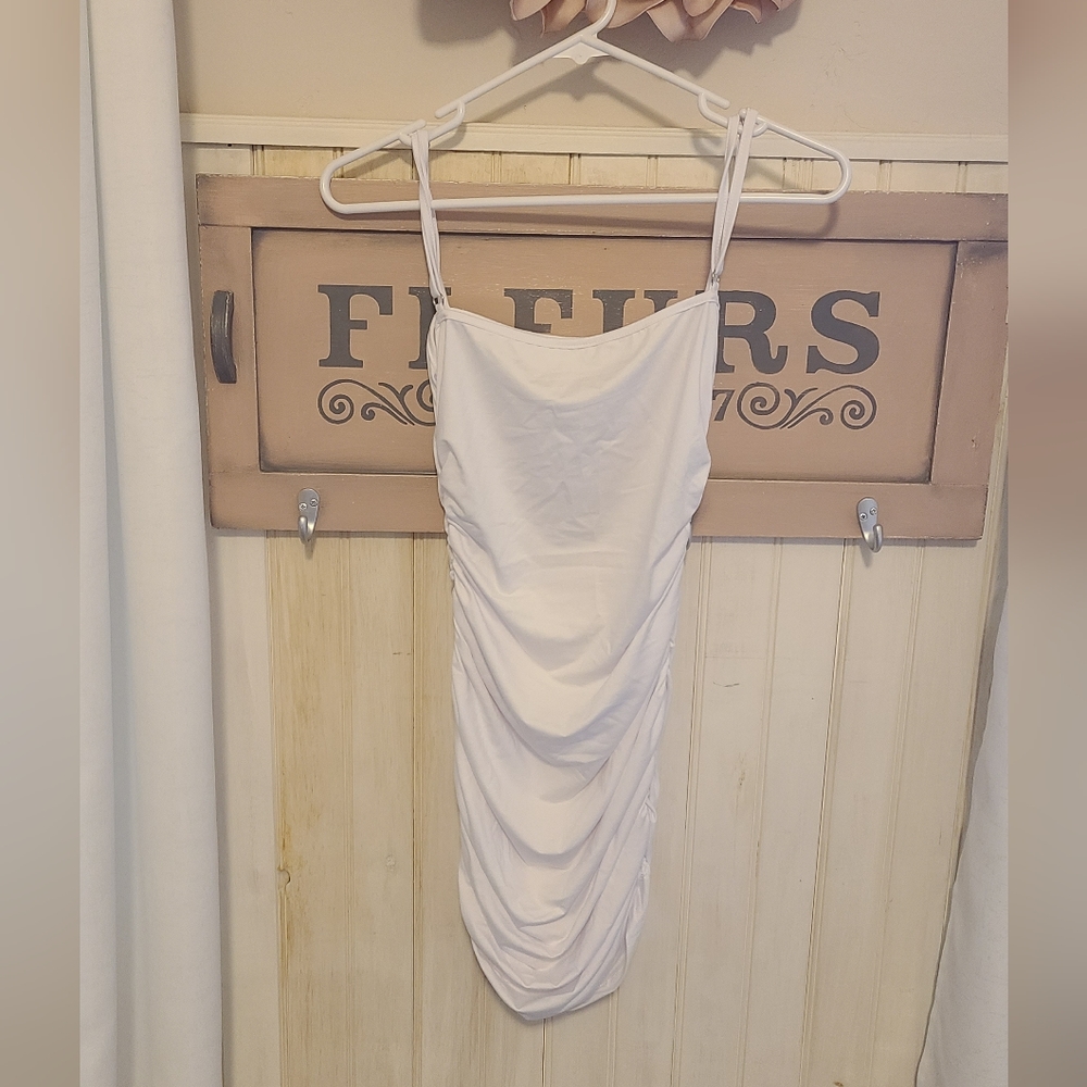 White ruched dress